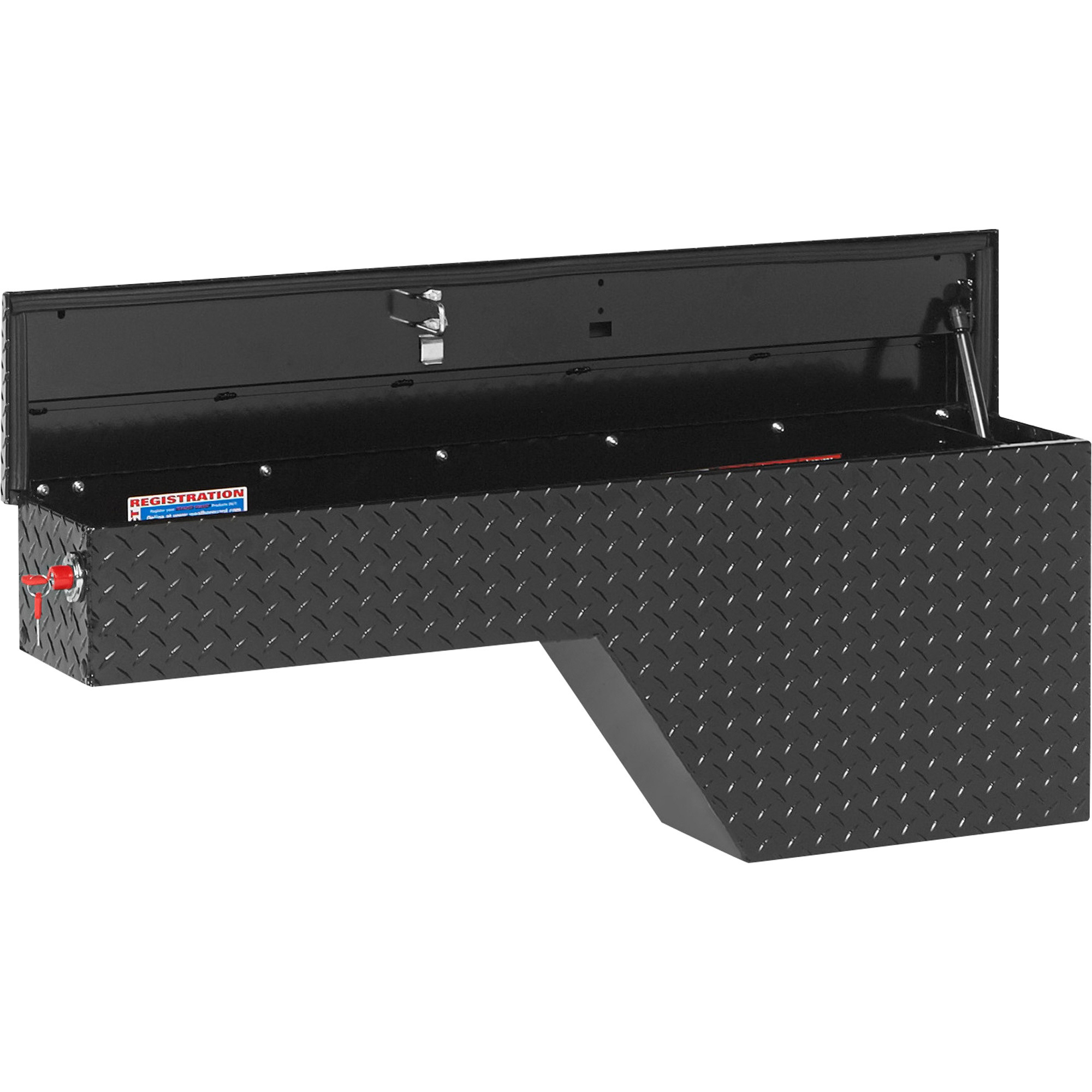 Weather Guard Wheel Well Truck Tool Box, Aluminum, Black, Driver's Side, 46.75in. x 9.25in. x 19.5in., Model# 170-5-01